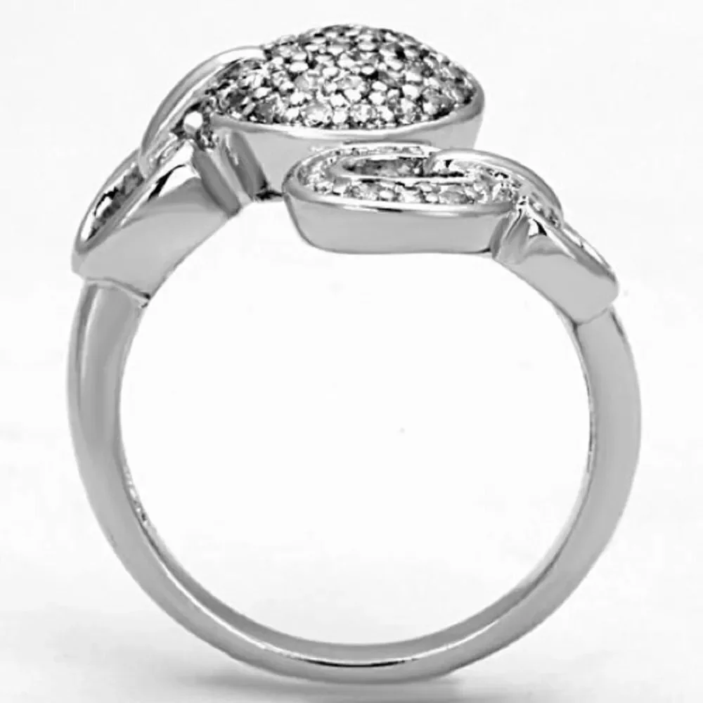 Brass and Rhodium AAA Grade CZ Silver Ring Sizes 5,6